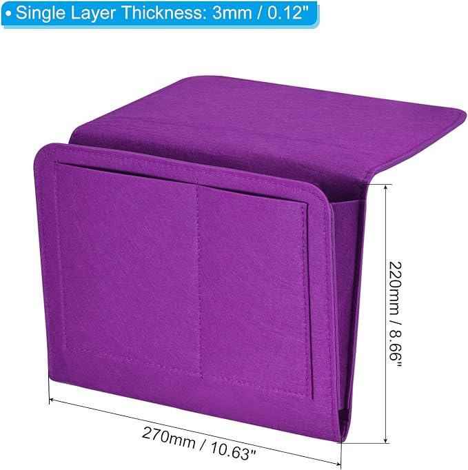 PATIKIL 11in Bedside Caddy, Bed Caddy Bedside Organizer Hanging Soft Felt 5 - Image 2