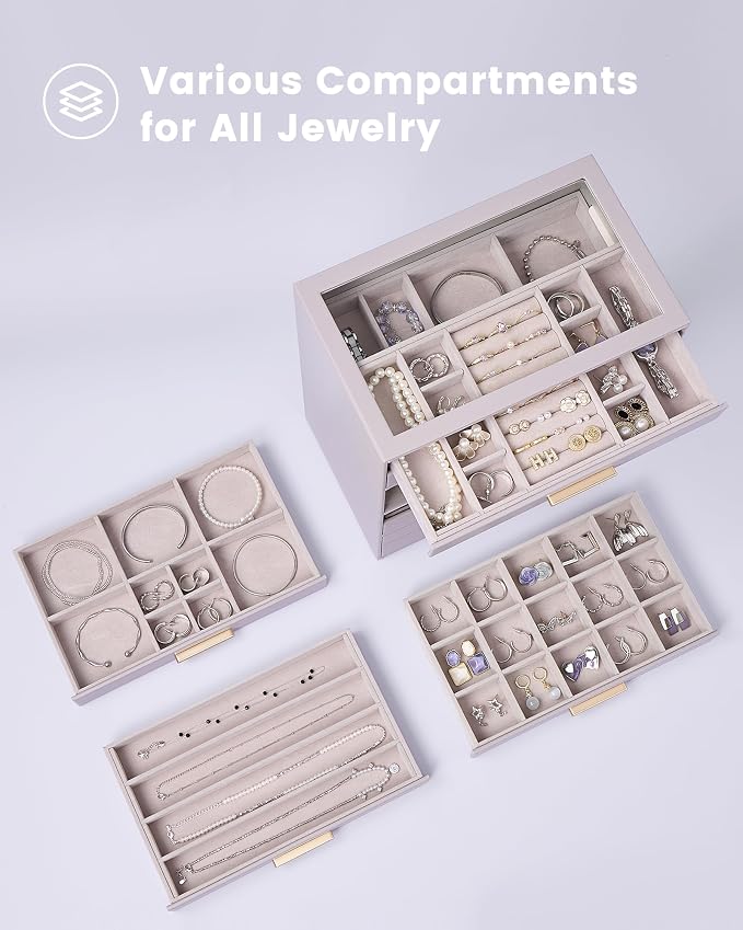 Lolalet Jewelry Box Organizer, 4-Layer Jewelry Organizers and Storage Case - Image 3