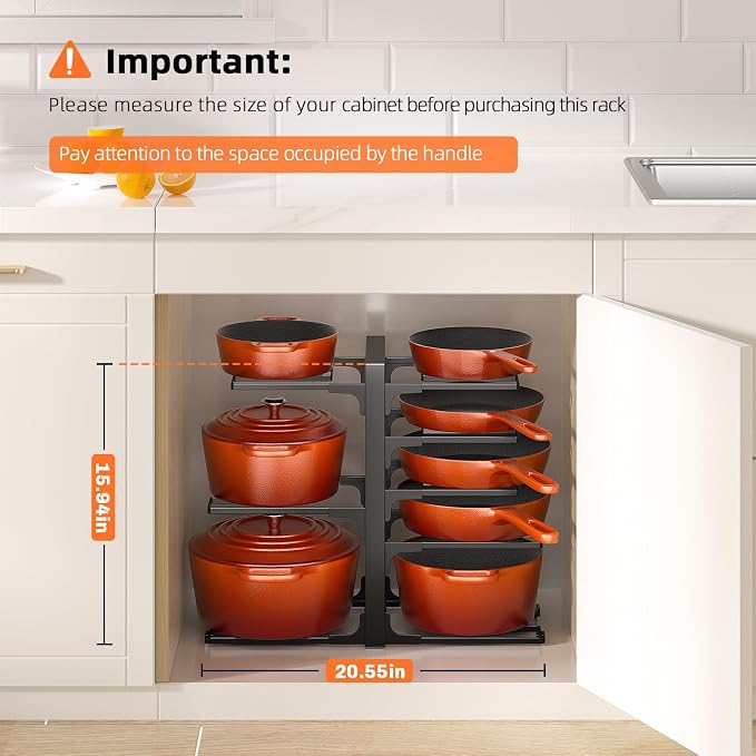 MUDEELA 8-Tier Pots and Pans Organizer under Cabinet, Adjustable Heavy Duty - Image 3