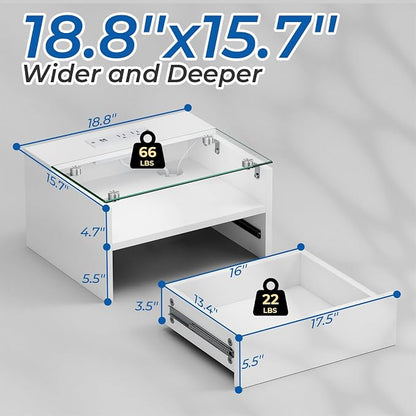 Loomie White Floating Nightstands Set of 2, 18.9” Bedside Table w/Charging - Image 2