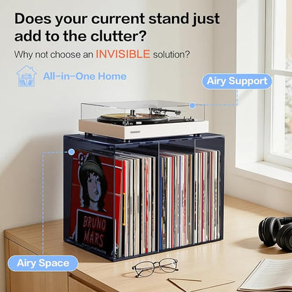 Bikoney Vinyl Record Storage, Stackable Cube Acrylic Vinyl Record Holder - Image 3
