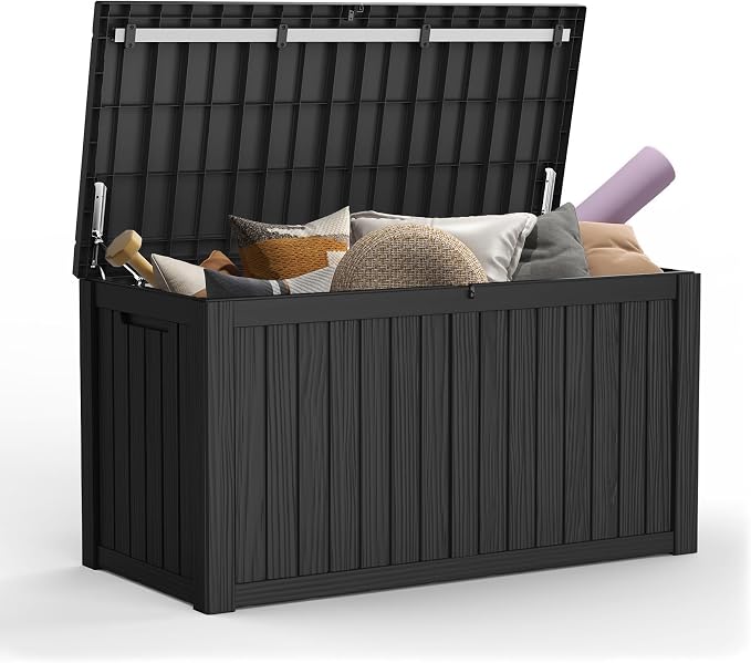 Mars Villa 150 Gallon Outdoor Storage Box, Large Resin Deck Box Waterproof by MarsVilla