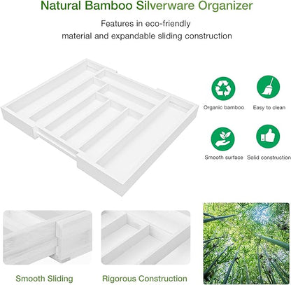 Pipishell Bamboo Expandable Drawer Organizer - Image 5