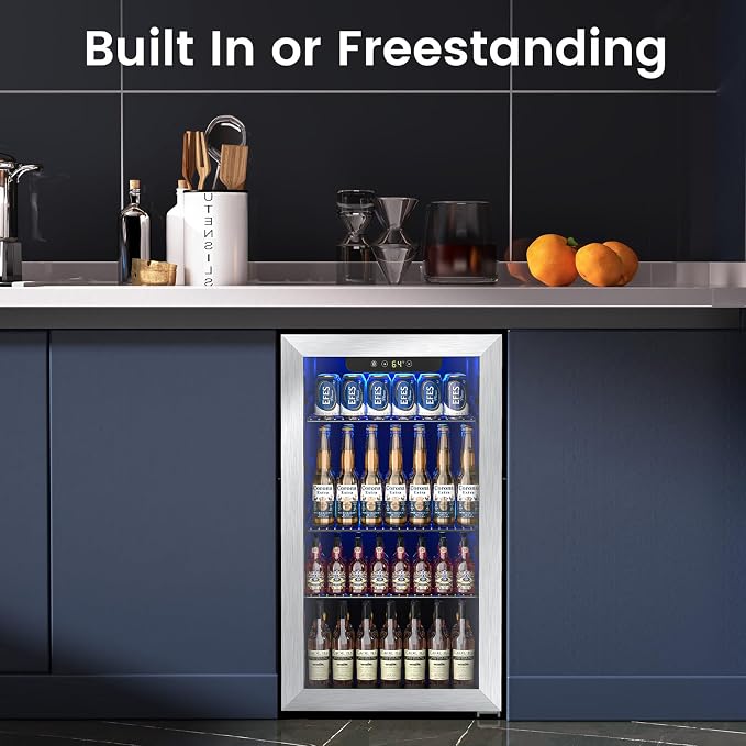 Mini Fridge 130 Can Beverage Refrigerator Cooler, 3.2 Cu.Ft Drink Fridge - Image 4