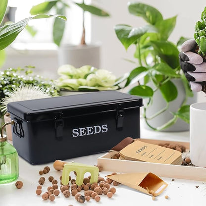 Seed Saving Box, Metal Seed Bin, Seed Storage Organizer, Seed Packet Container - Image 5