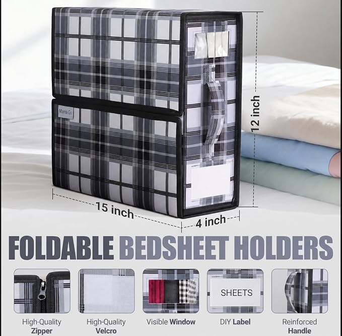 4 Pack Bed Sheet Organizer and Storage - Image 9