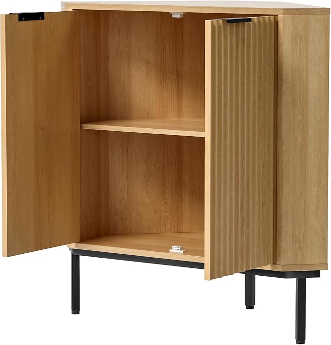 Fluted Corner Cabinet, Modern Small Corner Floor Cabinet - Image 8