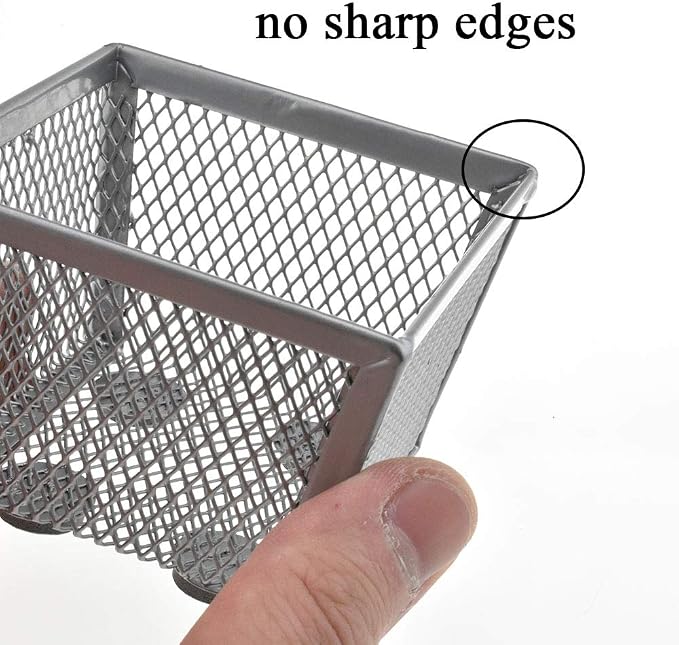 HAHIYO Stackable Paper Clip Mesh Holder cup 2.2" Height 2 Pack Silver Sturdy - Image 6