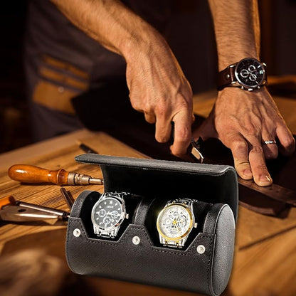 MR.OKAY 2 Watch Travel Case- Classic Leather Watch Case - Image 6