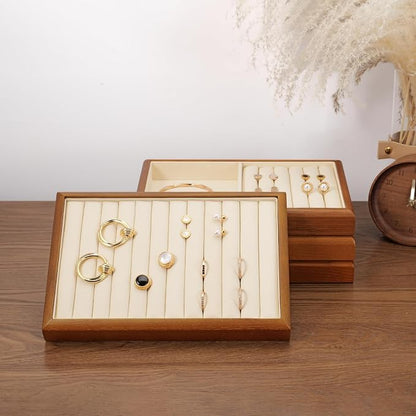 Oirlv Solid Wood 12 Grid Liner Pendant Jewelry Organizer Tray Jewelry Drawer - Image 4