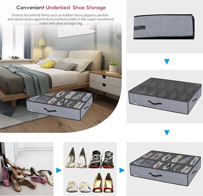 Onlyeasy Large Under Bed Shoe Organizer - Image 5