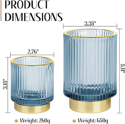 Makeup Brush holder Organizer, Crystal Glass Toothbrush Holders, Striped Make - Image 3