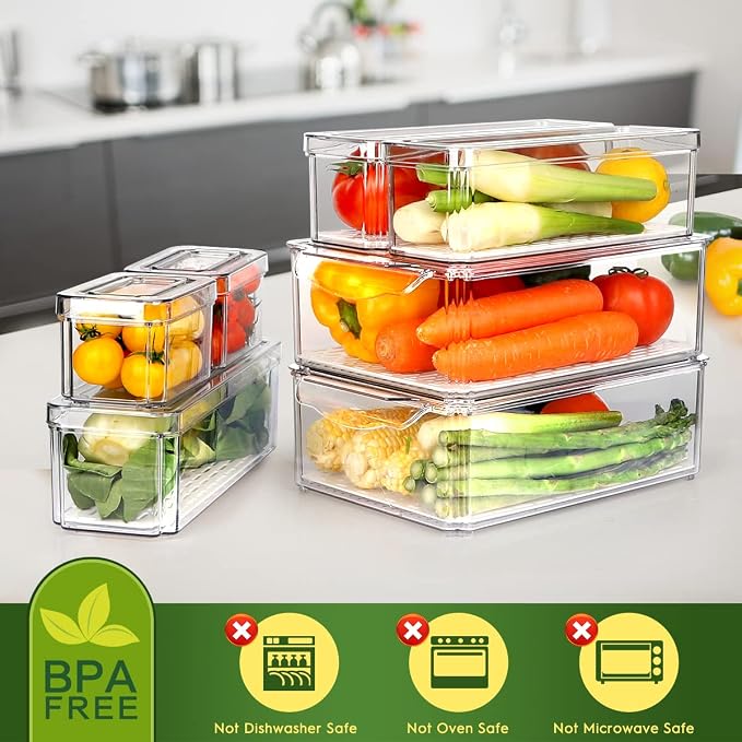 14 Pack Fridge Organizer, Stackable Refrigerator Organizer Bins - Image 2