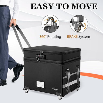 File Box with Lock, Fireproof Document Box with Wheels | Collapsible File - Image 4