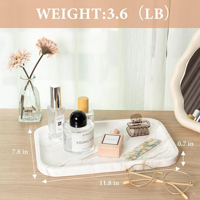 Marble Vanity Tray, Marble Bathroom Tray Countertop, Decorative Trays - Image 2