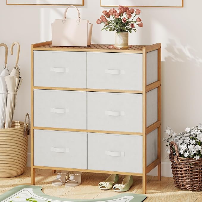 Giantex 6-Drawer Dresser for Bedroom, Bamboo Storage Tower - Image 7