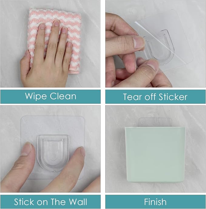 Multipurpose Wall Mount Toothbrush Holder, Self Adhesive Toothbrush Storage - Image 3
