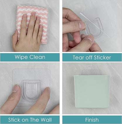 Multipurpose Wall Mount Toothbrush Holder, Self Adhesive Toothbrush Storage - Image 3