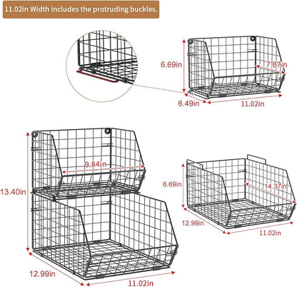 2-Tier Potato and Onion Storage Bin, Stackable Wire Baskets - Image 4