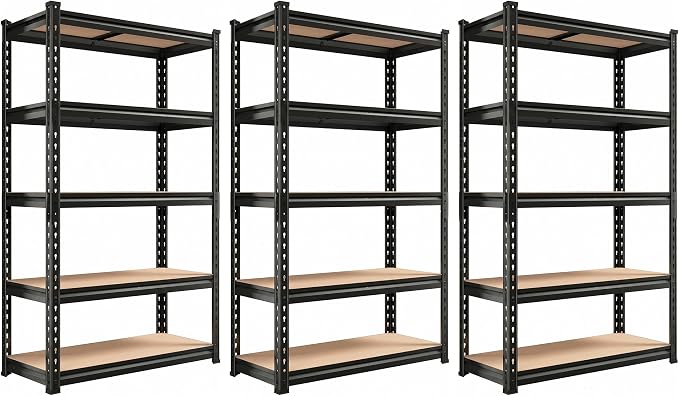 REIBII Set of 3 Storage Shelves 5 Tier Garage Shelving Heavy Duty Load 2000LBS by REIBII