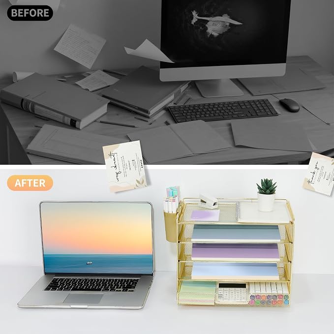 LEKETREE Desk Organizers and Accessories, 5-Tier Paper Letter Tray Organizer - Image 6