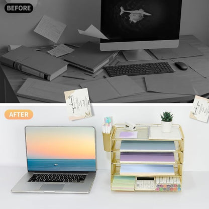 LEKETREE Desk Organizers and Accessories, 5-Tier Paper Letter Tray Organizer - Image 6