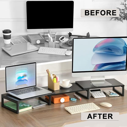 TEAMIX Desk Organizer Dual Monitor Stand Riser, Adjustable Computer Stand - Image 7