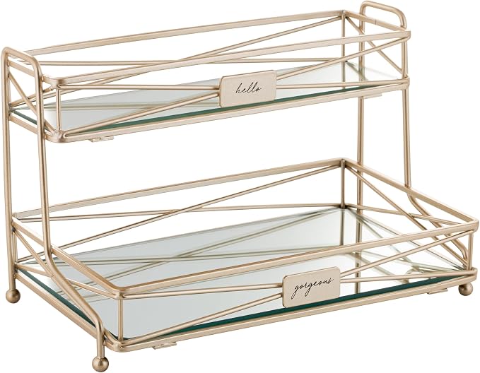 Home Details Satin Gold 2 Tier Vanity Tower - Image 2