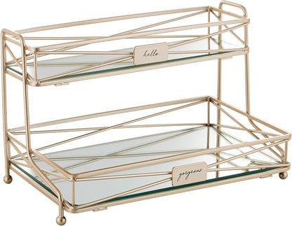 Home Details Satin Gold 2 Tier Vanity Tower - Image 2