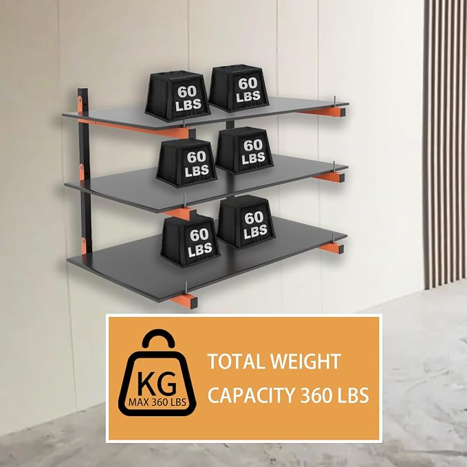 Lumber Rack Wall Mount, Heavy Duty Wood Storage Racks, 3-Level System Garage - Image 3