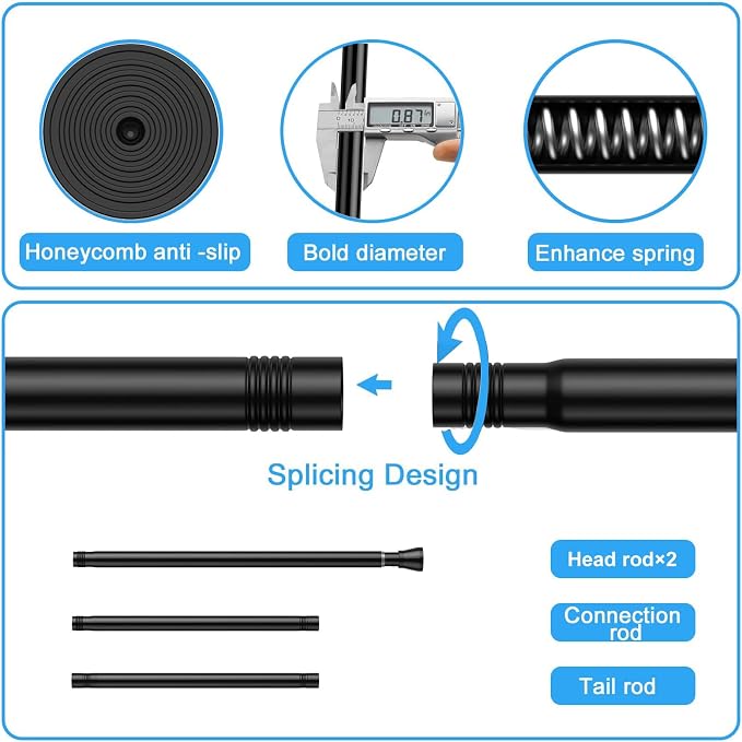 2 Pack Spring Tension Rod, Adjustable 45-77 Inch No Drill, Fits Windows Kitchen - Image 6