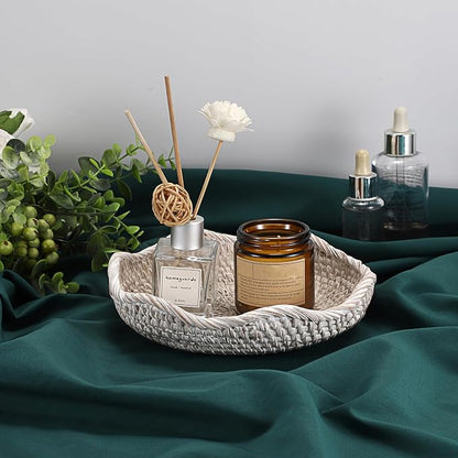 Hipiwe Handwoven Rattan Basket Tray Decorative Key Tray - Image 2