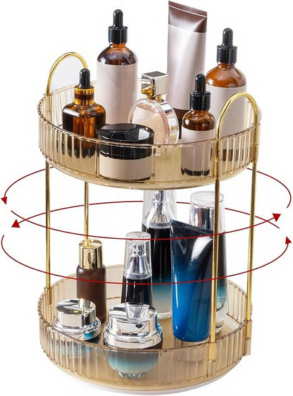 360 Rotating Makeup Organizer, 2 Tier Countertop Storage, Large Capacity - Image 2