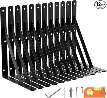 12-Pack 11 Inch Heavy Duty Shelf Brackets, Large Floating Wall Bracket by FinestHomeDecor