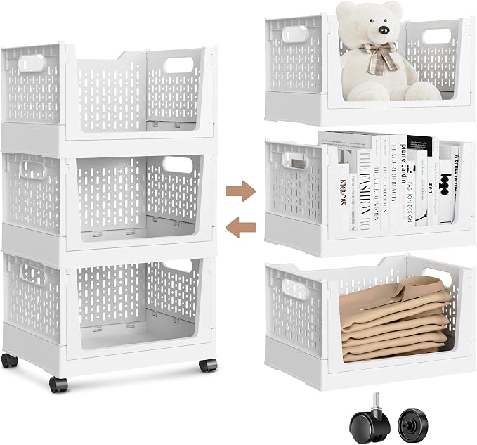 Stackable Storage Bins, Folding Collapsible Closet Organizers and Storage Bins by TRIOSEA