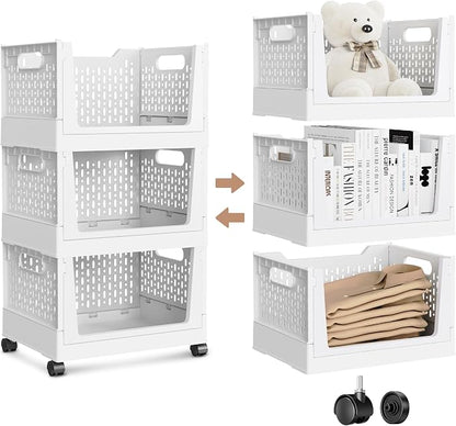 Stackable Storage Bins, Folding Collapsible Closet Organizers and Storage Bins by TRIOSEA