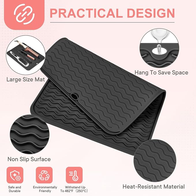 Oversize Silicone Heat Resistant Mat, Portable Travel Mat Cover - Image 4