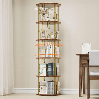 ALLSTAND 5 Tier Rotating Bookshelf, 360 ° Display Stackable Spinning Bookshelf by ALLSTAND