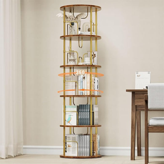 ALLSTAND 5 Tier Rotating Bookshelf, 360 ° Display Stackable Spinning Bookshelf by ALLSTAND