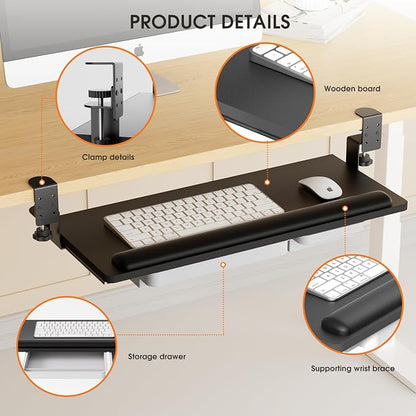Keyboard Tray Under Desk with a Soft Wrist Rest，Under Desk Keyboard Tray Slide - Image 5
