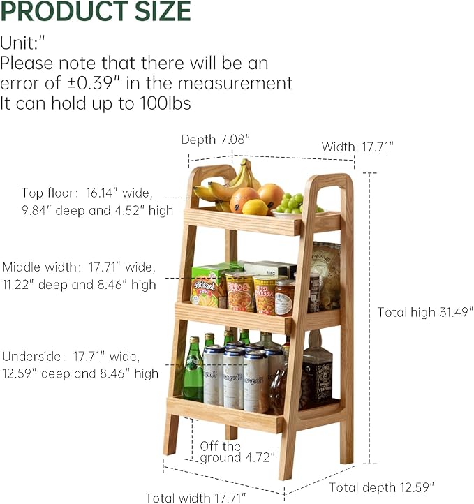 100% Solid Oak 3 Tier Ladder Shelf, Small Bookshelf, Ladder Bookshelf, Bookcase - Image 2