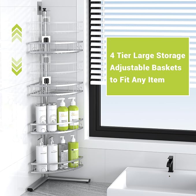 Aitatty Standing Shower Caddy Corner: 4-tier Rustproof Shower Organizer Shelf - Image 6