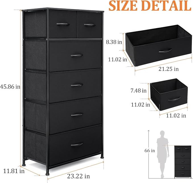 Tall Dresser for Bedroom, Fabric Storage Tower - Image 3