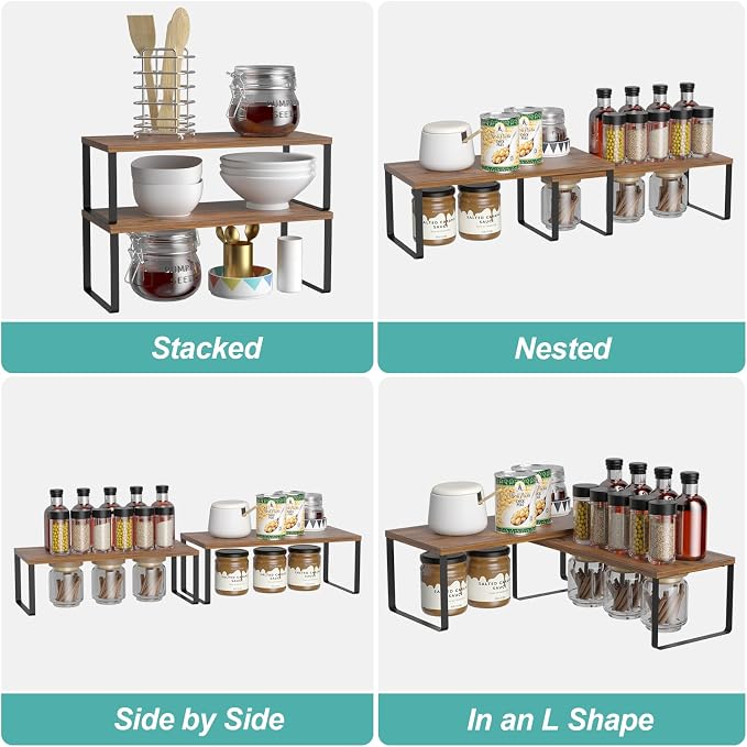 NEX Cabinet Organizer Shelf, Spice Rack, Stackable Kitchen Shelves Organizer - Image 6