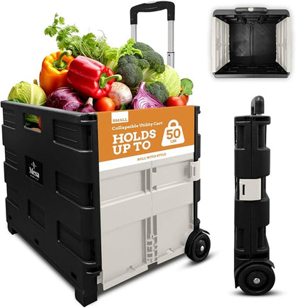 Ultra-Slim Rolling Collapsible Storage Pack-N-Roll Utility-carts, by Inspired+Living