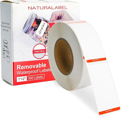 NATURALABEL 500 PCS Blank Removable Freezer Labels by NATURALABEL