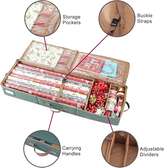Sattiyrch Gift Wrapping Paper Storage containers, 600D Oxford Fabric Christmas - Image 5