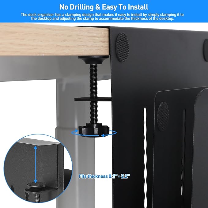 MAXECHO Desk Side Storage, Under Desk Laptop Mount, Table Side Hanging File - Image 2