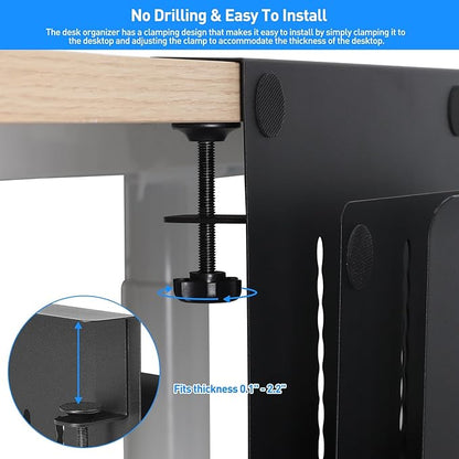 MAXECHO Desk Side Storage, Under Desk Laptop Mount, Table Side Hanging File - Image 2