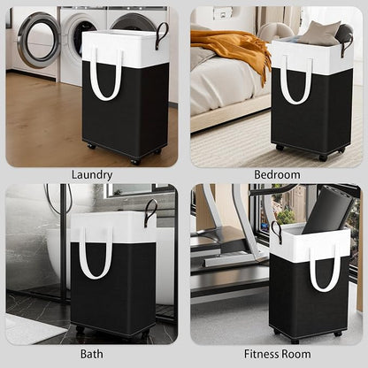 HomeHacks Laundry Basket with Wheels, Rolling Laundry Hamper, Collapsible & - Image 7
